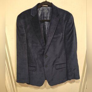 Alfani Slim Navy Blue Velvet Velour Blazer Sport Coat 38L Formal Event Wedding